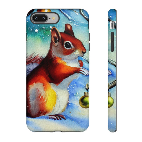 A Squirrel Decorates the Forest for Christmas - Impact Resistant Phone Case iPhone 8 Plus Matte